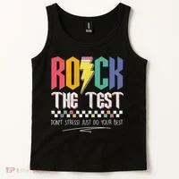 Funny Rock The Test Don't Stress Testing Day Teacher Student Tank Top thumb 2