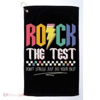 Funny Rock The Test Don't Stress Testing Day Teacher Student Golf Towel thumb 0