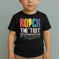 Funny Rock The Test Don't Stress Testing Day Teacher Student Toddler T-Shirt thumb 2