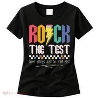 Funny Rock The Test Don't Stress Testing Day Teacher Student Women's T-Shirt thumb 0