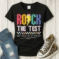 Funny Rock The Test Don't Stress Testing Day Teacher Student Women's T-Shirt thumb 3
