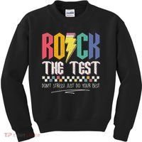 Funny Rock The Test Don't Stress Testing Day Teacher Student Kids Sweatshirt thumb 0