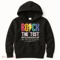 Funny Rock The Test Don't Stress Testing Day Teacher Student Kids Hoodie thumb 0