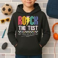 Funny Rock The Test Don't Stress Testing Day Teacher Student Kids Hoodie thumb 2