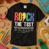 Funny Rock The Test Don't Stress Testing Day Teacher Student Kids T-Shirt thumb 3