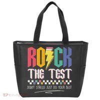 Funny Rock The Test Don't Stress Testing Day Teacher Student Tote Bag thumb 0