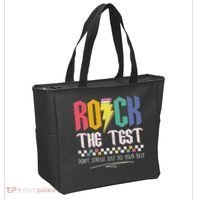 Funny Rock The Test Don't Stress Testing Day Teacher Student Tote Bag thumb 2