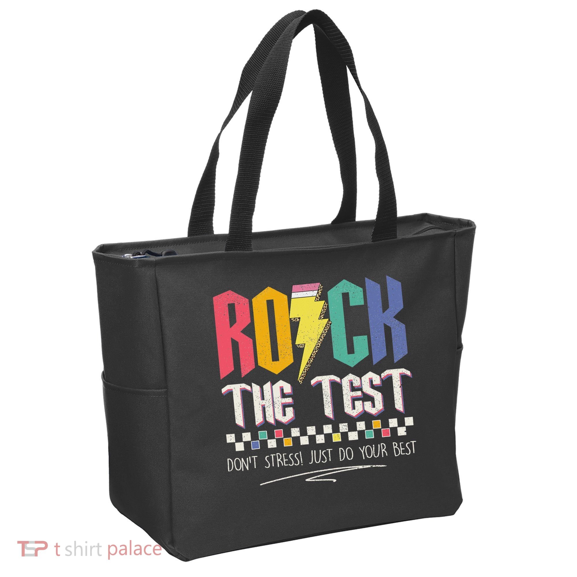 Funny Rock The Test Don't Stress Testing Day Teacher Student Tote Bag