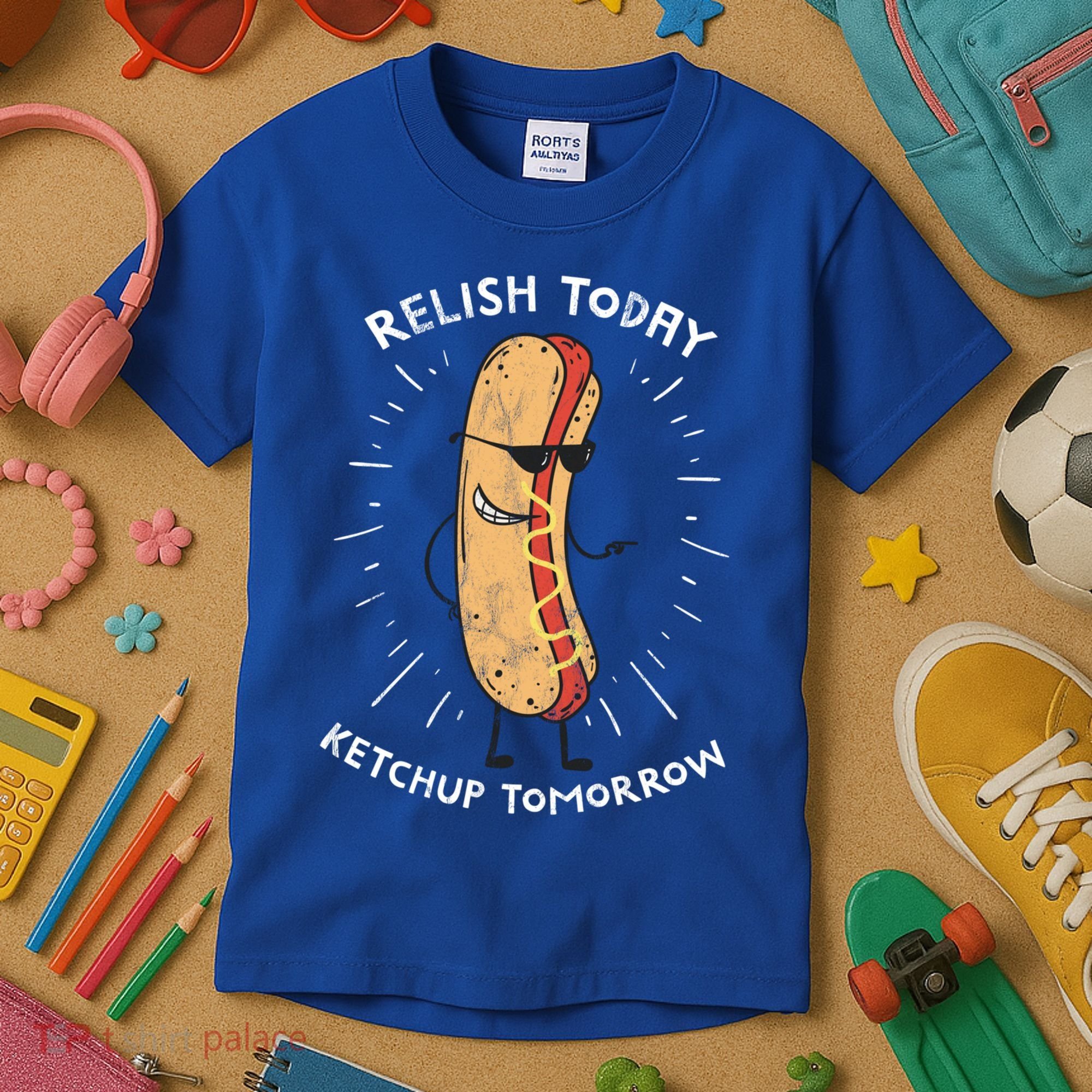 Funny Relish Today Ketchup Tomorrow Hot Dog Gift Kids T-Shirt
