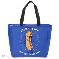 Funny Relish Today Ketchup Tomorrow Hot Dog Gift Tote Bag thumb 0