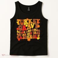 Funny Retro Thanksgiving Turkey Gravy Beans And Rolls Let Me See That Casserole Tank Top thumb 2