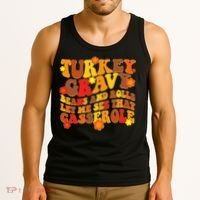 Funny Retro Thanksgiving Turkey Gravy Beans And Rolls Let Me See That Casserole Tank Top thumb 3