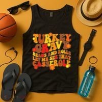 Funny Retro Thanksgiving Turkey Gravy Beans And Rolls Let Me See That Casserole Tank Top thumb 4
