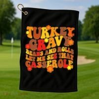 Funny Retro Thanksgiving Turkey Gravy Beans And Rolls Let Me See That Casserole Golf Towel thumb 1