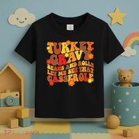 Funny Retro Thanksgiving Turkey Gravy Beans And Rolls Let Me See That Casserole Toddler T-Shirt thumb 3