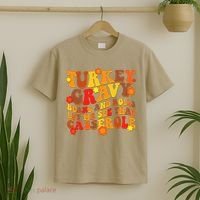 Funny Retro Thanksgiving Turkey Gravy Beans And Rolls Let Me See That Casserole T-Shirt thumb 2