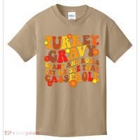 Funny Retro Thanksgiving Turkey Gravy Beans And Rolls Let Me See That Casserole Kids T-Shirt thumb 0