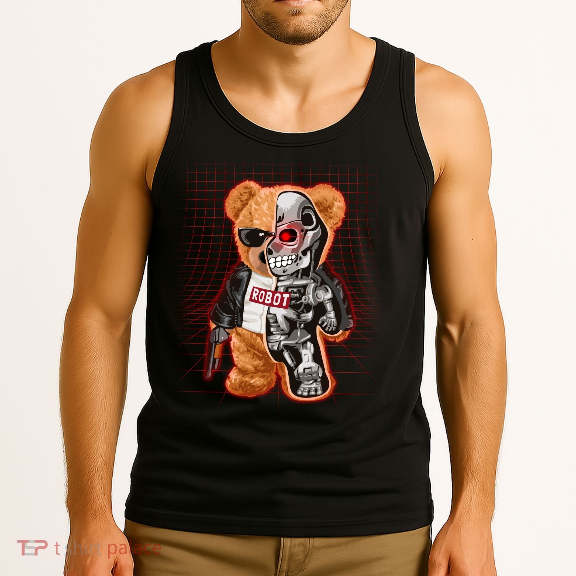 Funny Robot Terminator Teddy Bear Tank Top