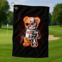 Funny Robot Terminator Teddy Bear Golf Towel thumb 1