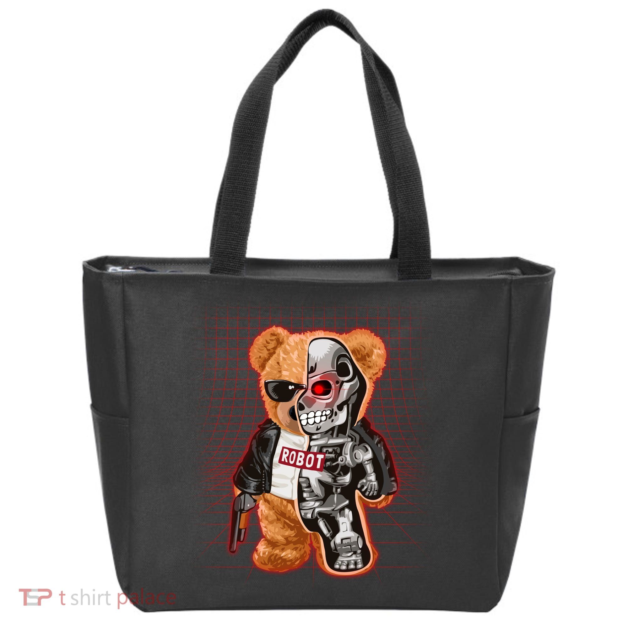 Funny Robot Terminator Teddy Bear Tote Bag