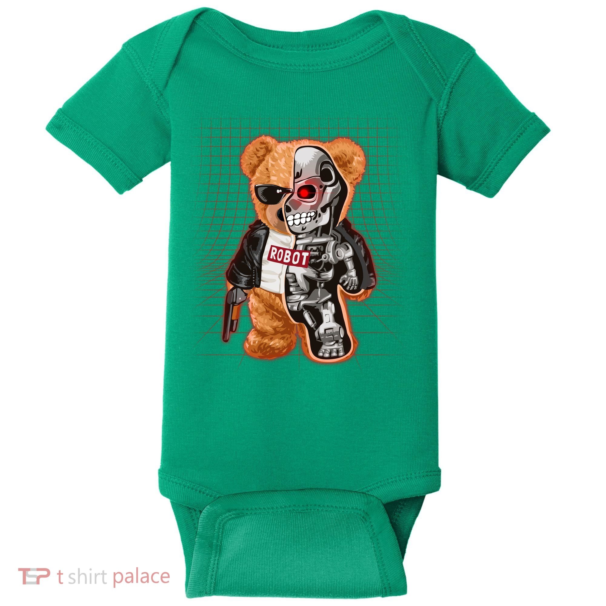 Funny Robot Terminator Teddy Bear Baby Bodysuit