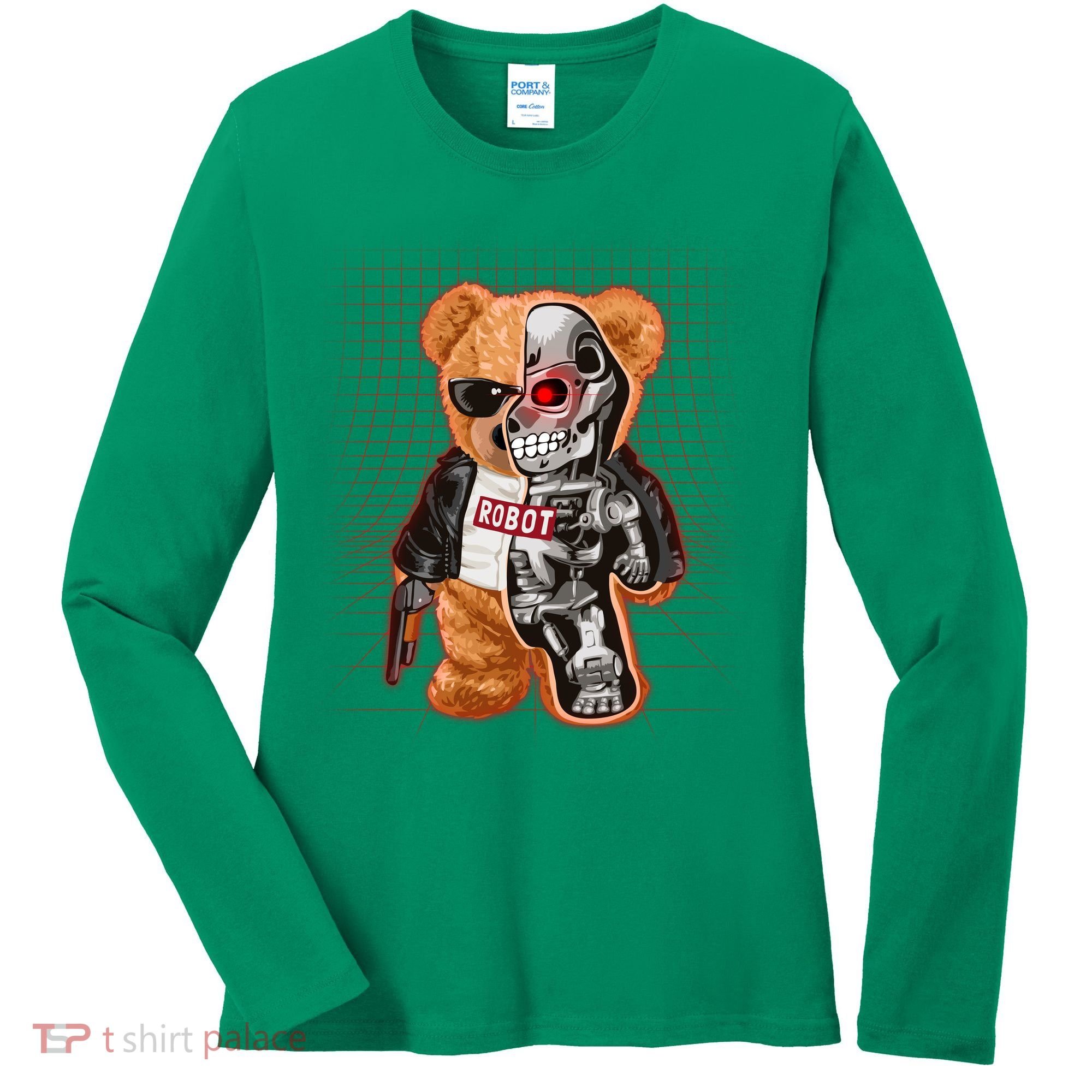 Funny Robot Terminator Teddy Bear Women's Long Sleeve Shirt