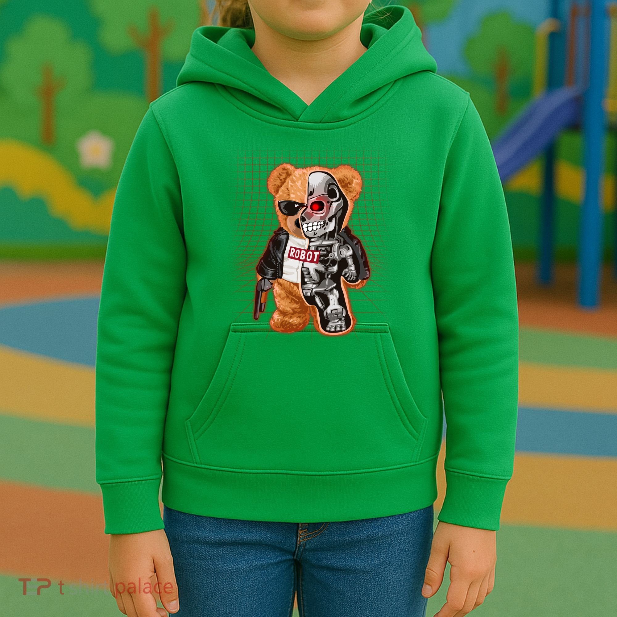 Funny Robot Terminator Teddy Bear Kids Hoodie