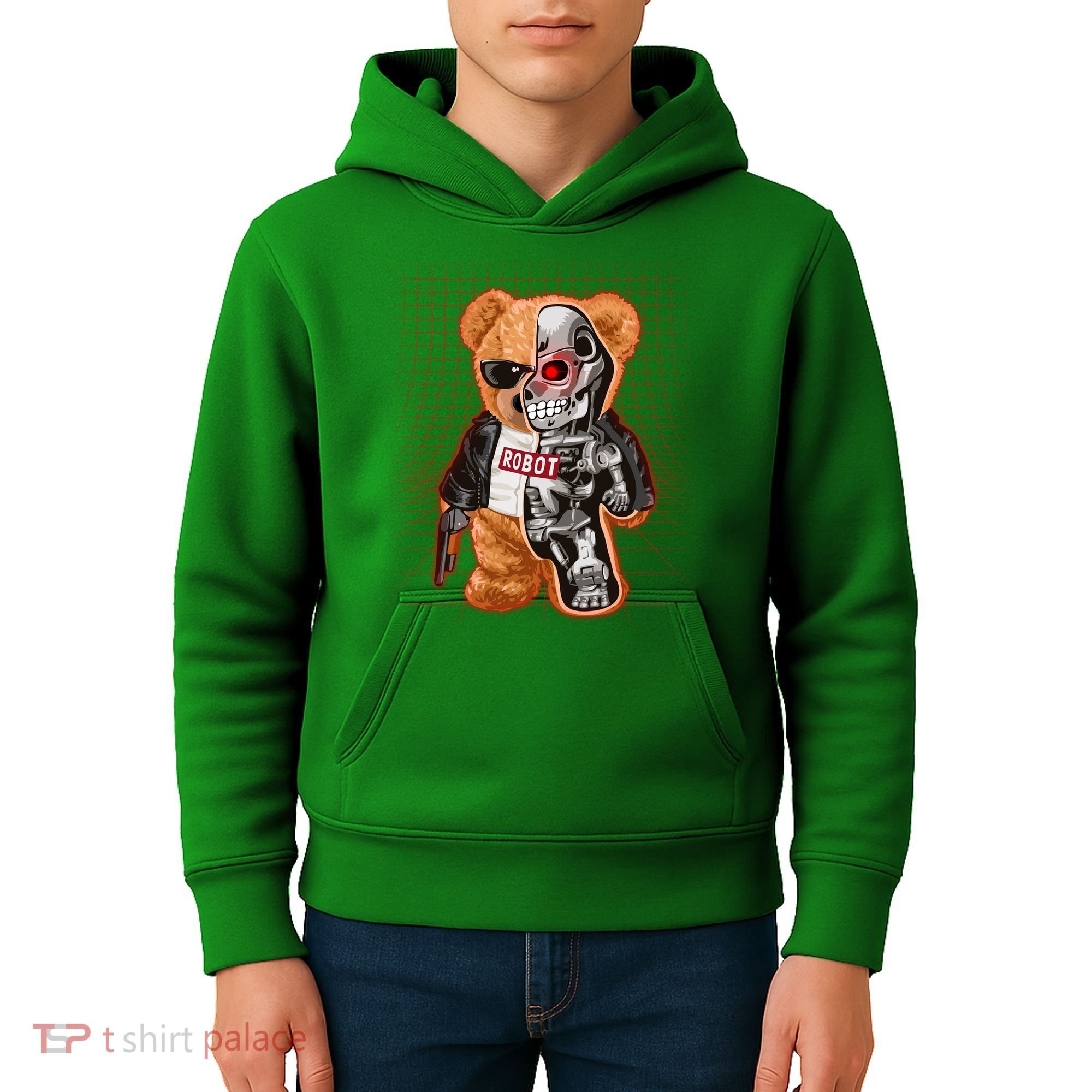 Funny Robot Terminator Teddy Bear Kids Hoodie