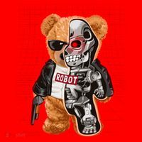 Funny Robot Terminator Teddy Bear Santa Hat thumb 1