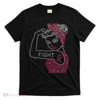 Fight Rosie The Riveter Rhinestone Breast Cancer Awareness T-Shirt thumb 0