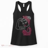 Fight Rosie The Riveter Rhinestone Breast Cancer Awareness Women's Tank Top thumb 0