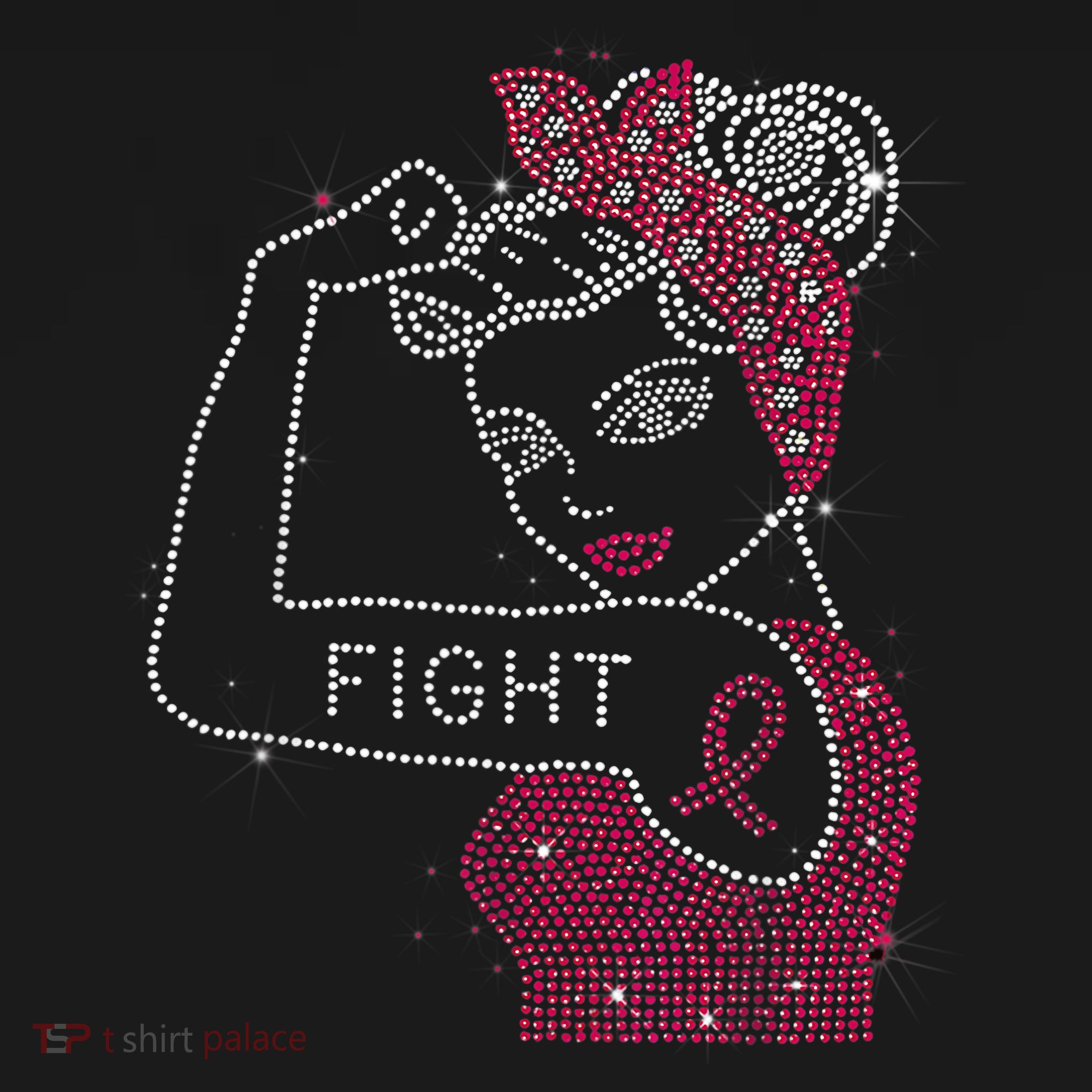 Fight Rosie The Riveter Rhinestone Breast Cancer Awareness Women's Tank Top