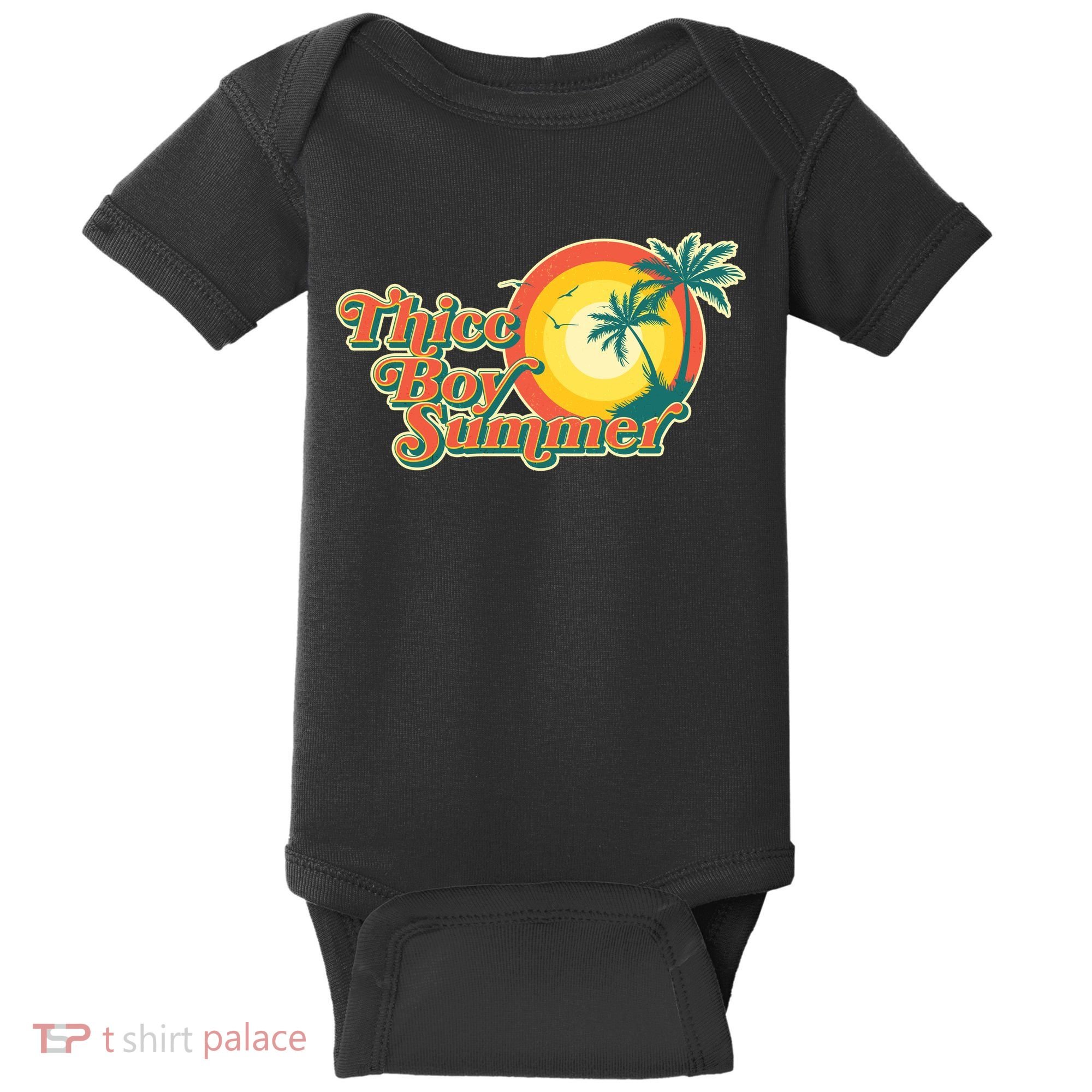 Funny Retro Thicc Boy Summer Baby Bodysuit