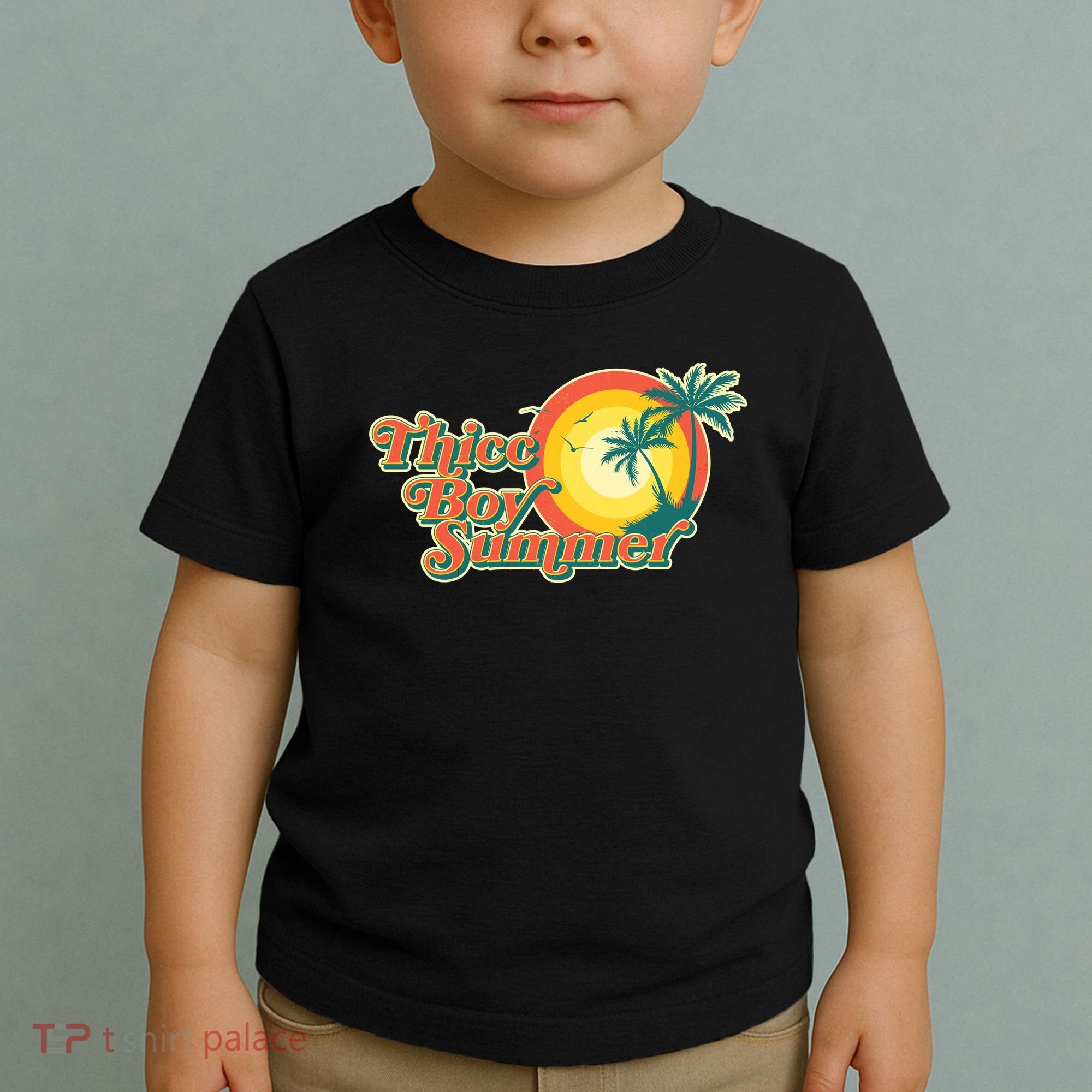 Funny Retro Thicc Boy Summer Toddler T-Shirt