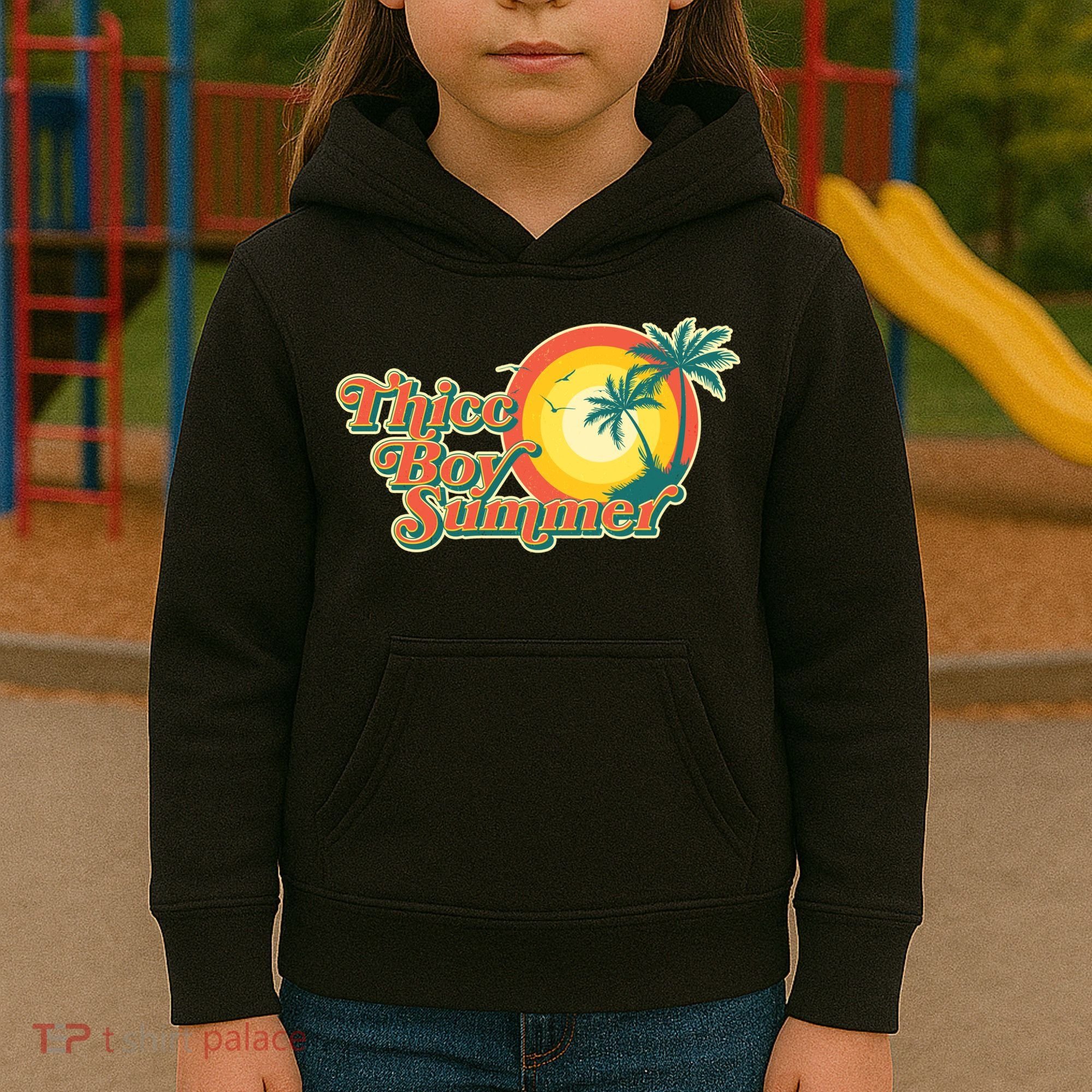 Funny Retro Thicc Boy Summer Kids Hoodie