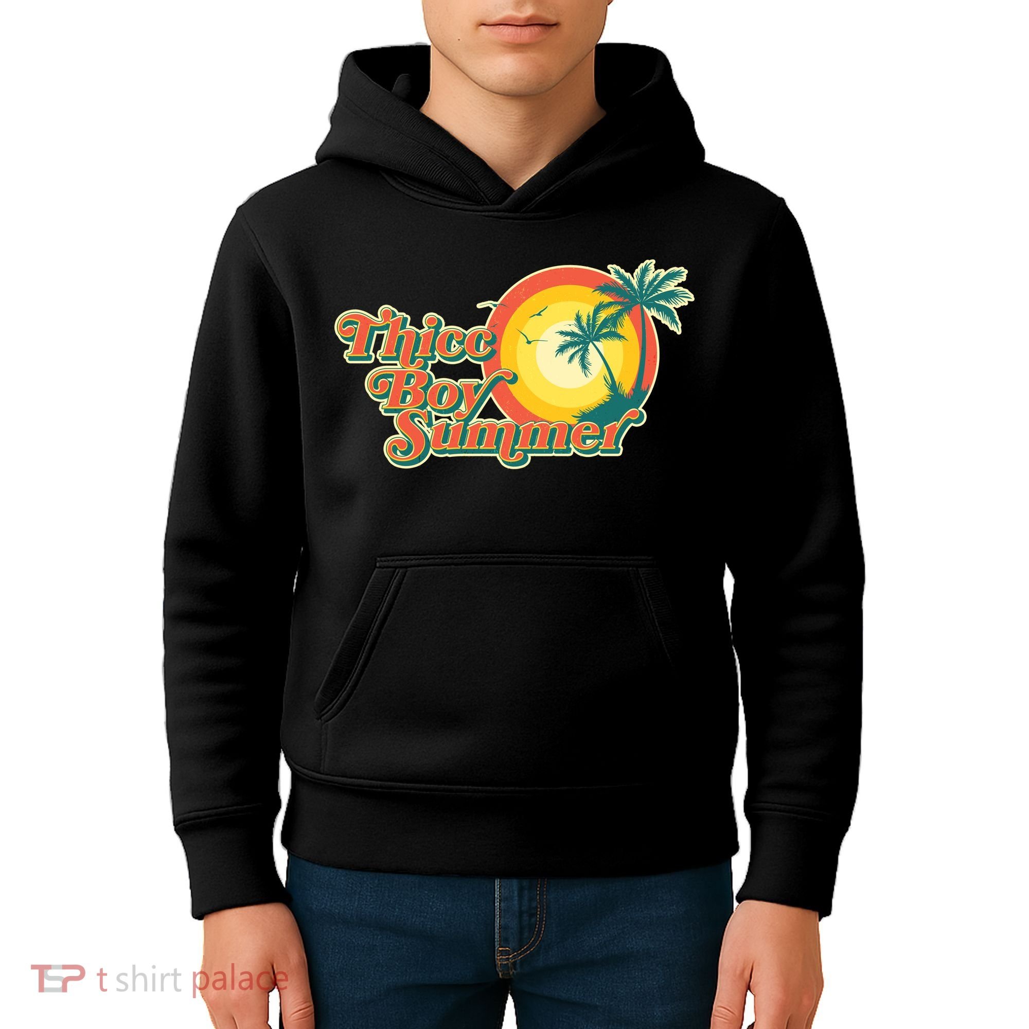Funny Retro Thicc Boy Summer Kids Hoodie