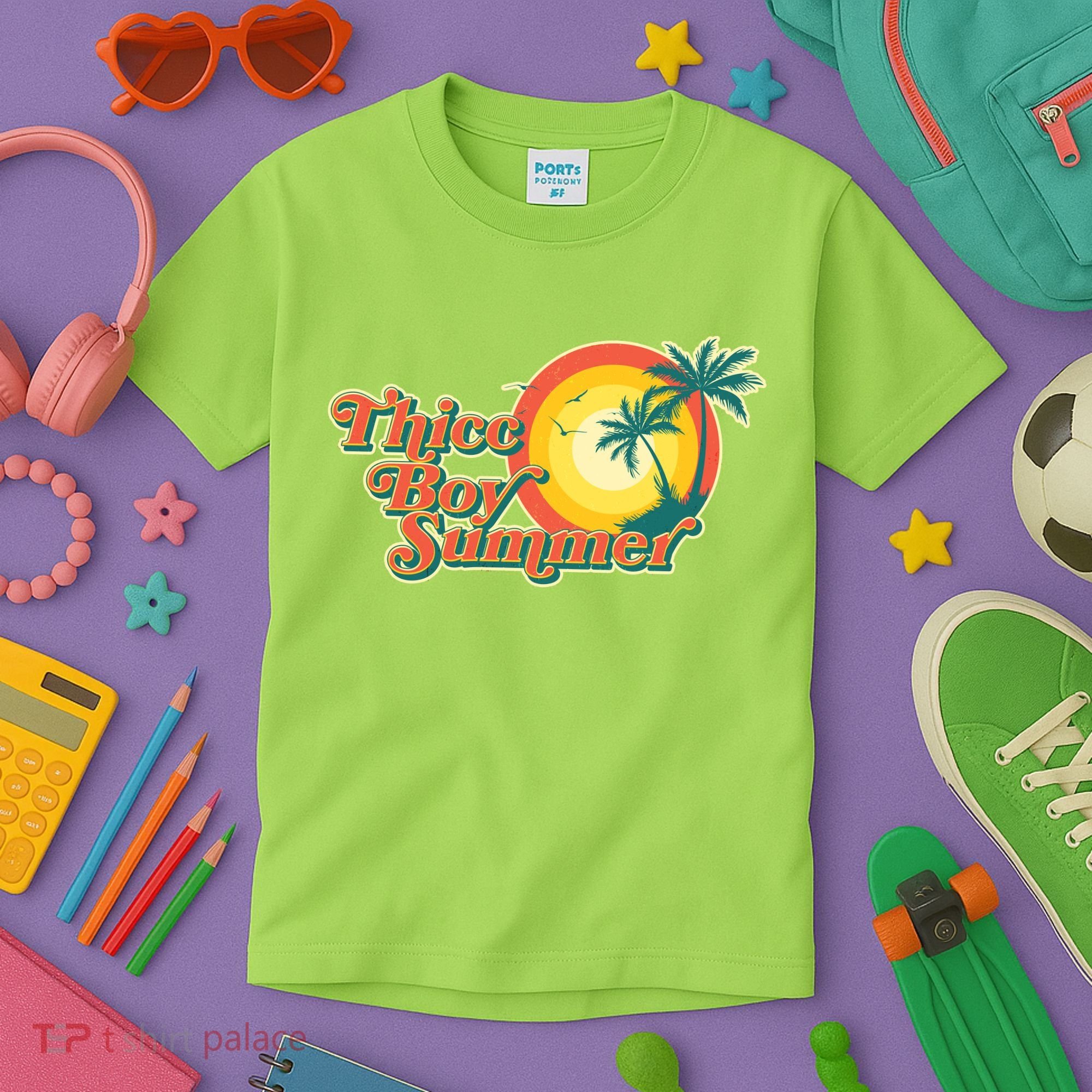 Funny Retro Thicc Boy Summer Kids T-Shirt