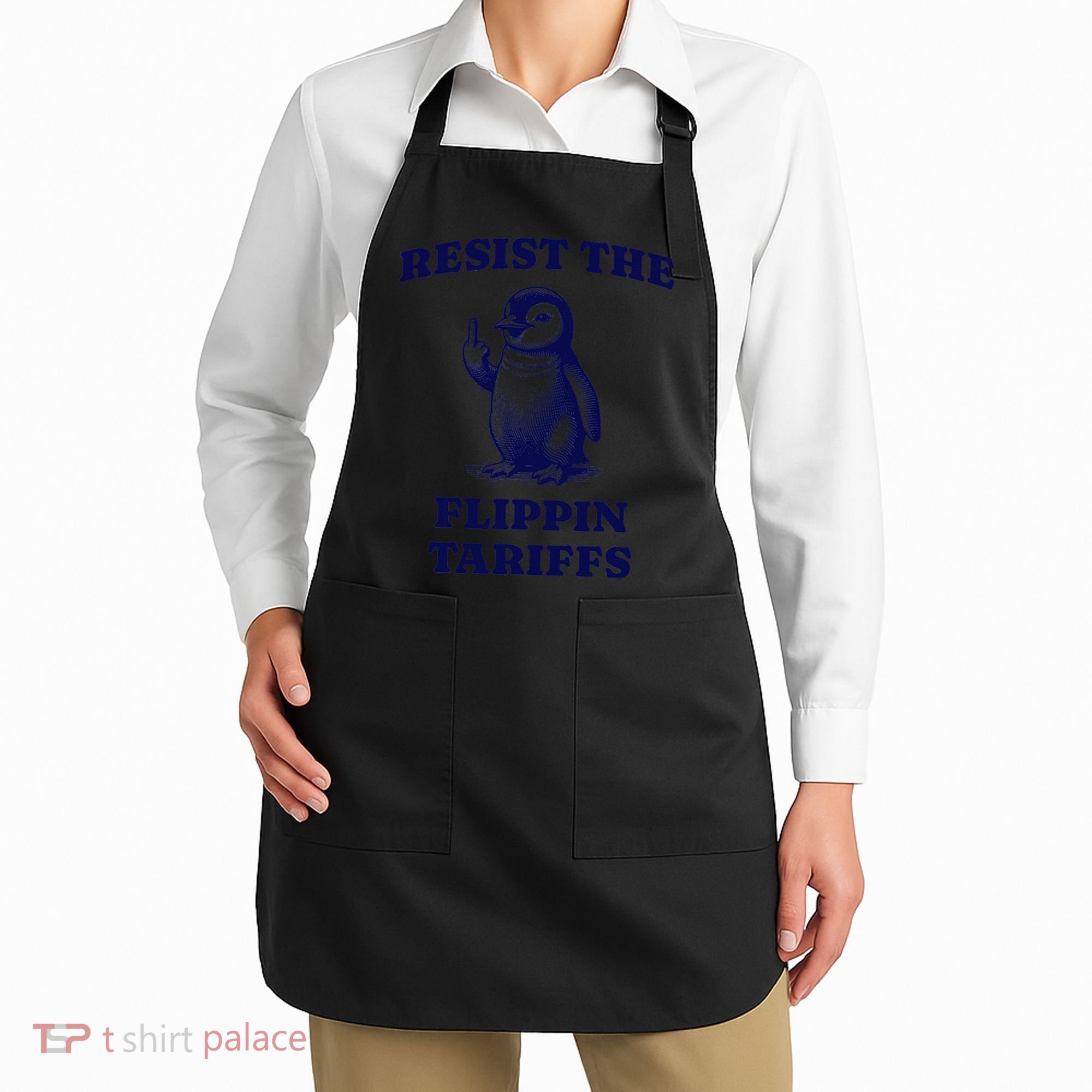 Funny Resist The Flippin Tariffs Heard Island Penguin Apron