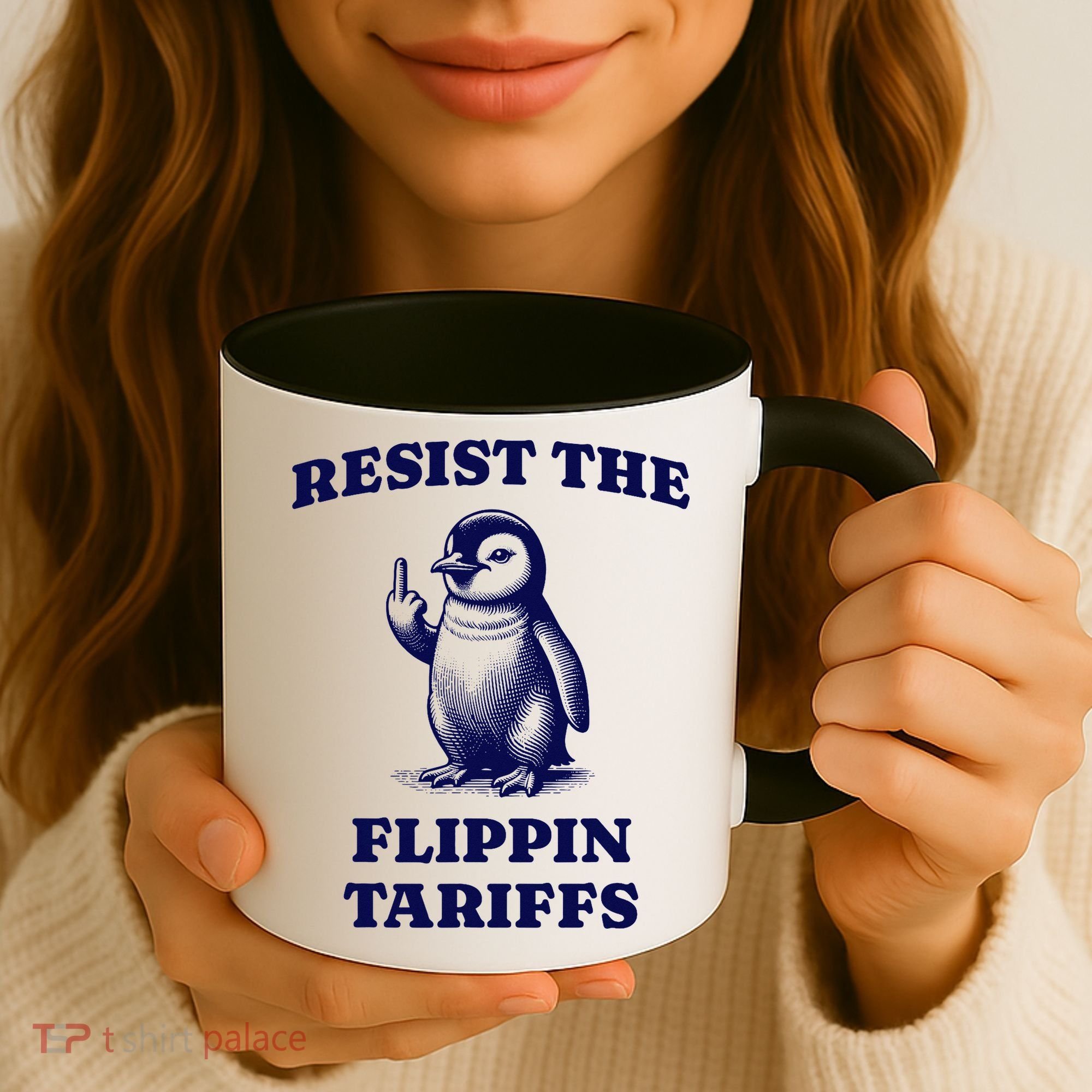 Funny Resist The Flippin Tariffs Heard Island Penguin Coffee Mug