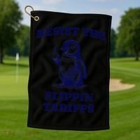 Funny Resist The Flippin Tariffs Heard Island Penguin Golf Towel thumb 1