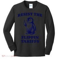Funny Resist The Flippin Tariffs Heard Island Penguin Kids Long Sleeve Shirt thumb 0