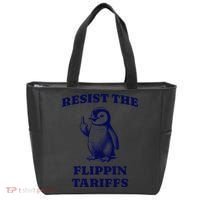 Funny Resist The Flippin Tariffs Heard Island Penguin Tote Bag thumb 0