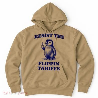 Funny Resist The Flippin Tariffs Heard Island Penguin Hoodie
