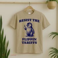 Funny Resist The Flippin Tariffs Heard Island Penguin T-Shirt thumb 2