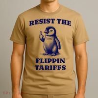 Funny Resist The Flippin Tariffs Heard Island Penguin T-Shirt thumb 3