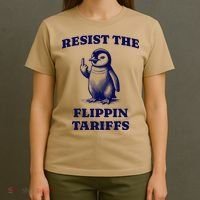 Funny Resist The Flippin Tariffs Heard Island Penguin T-Shirt thumb 4