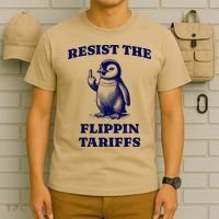 Funny Resist The Flippin Tariffs Heard Island Penguin T-Shirt thumb 6