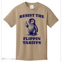Funny Resist The Flippin Tariffs Heard Island Penguin Kids T-Shirt thumb 0