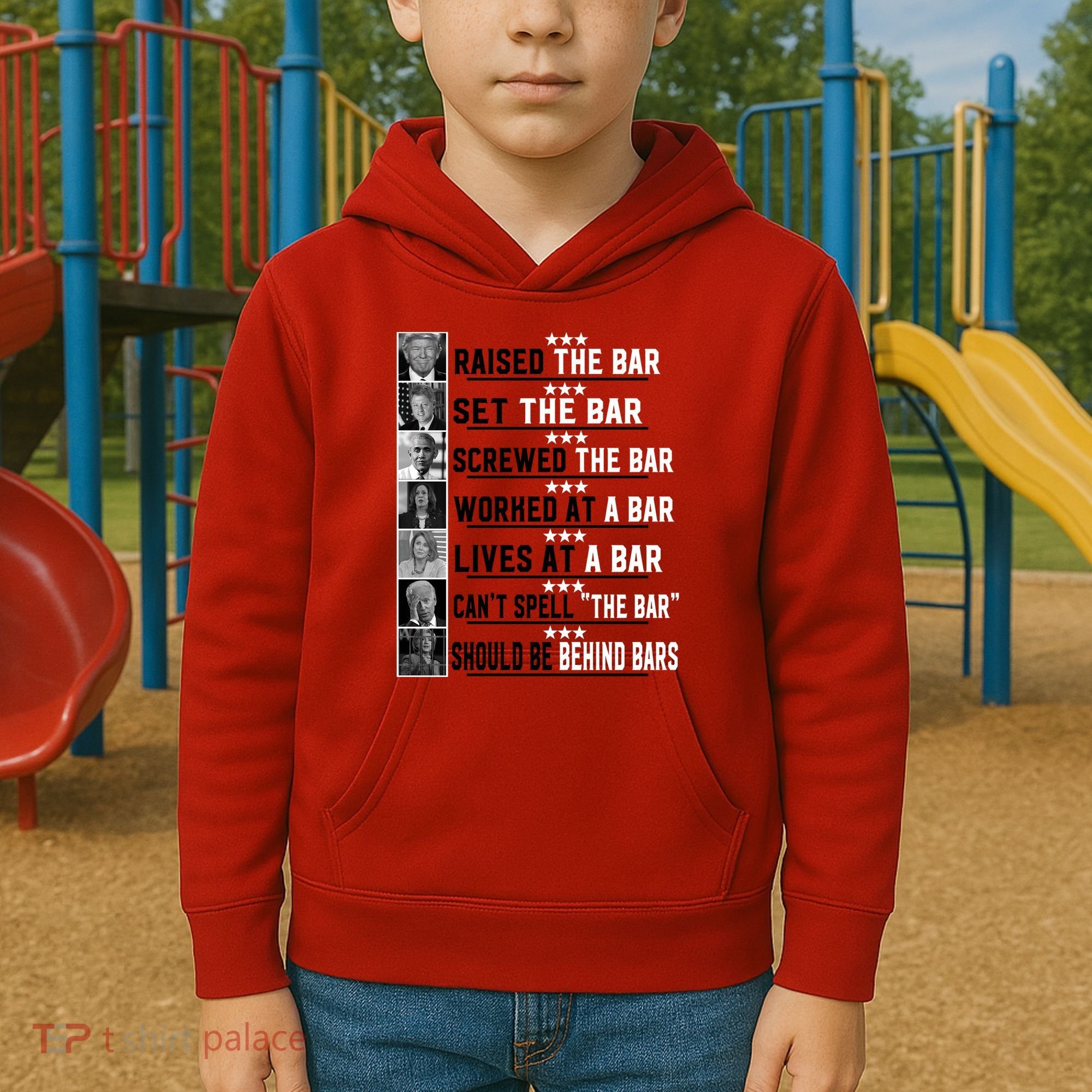 Funny Raised The Bar Donald Trump Kids Hoodie