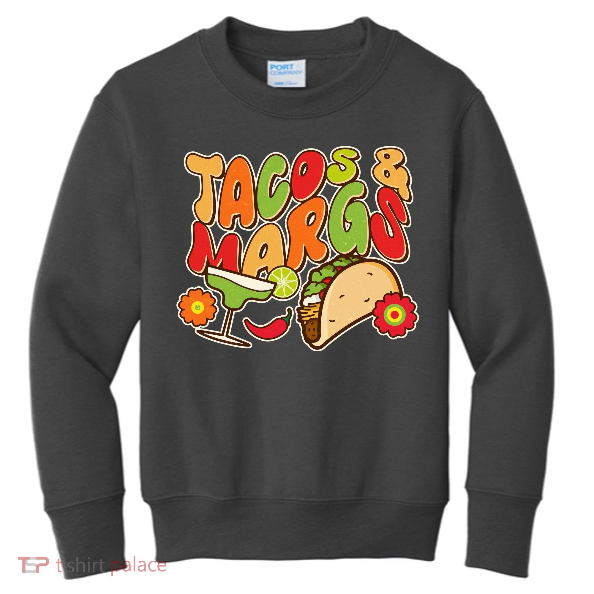 Funny Retro Taco And Margs Margaritas Kids Sweatshirt